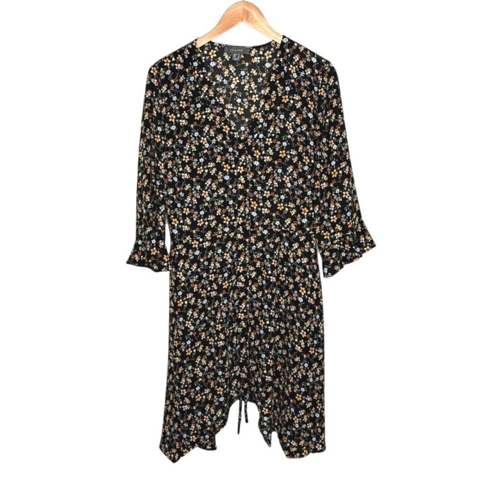 PRIMARK BLACK FLORAL print dress size 12